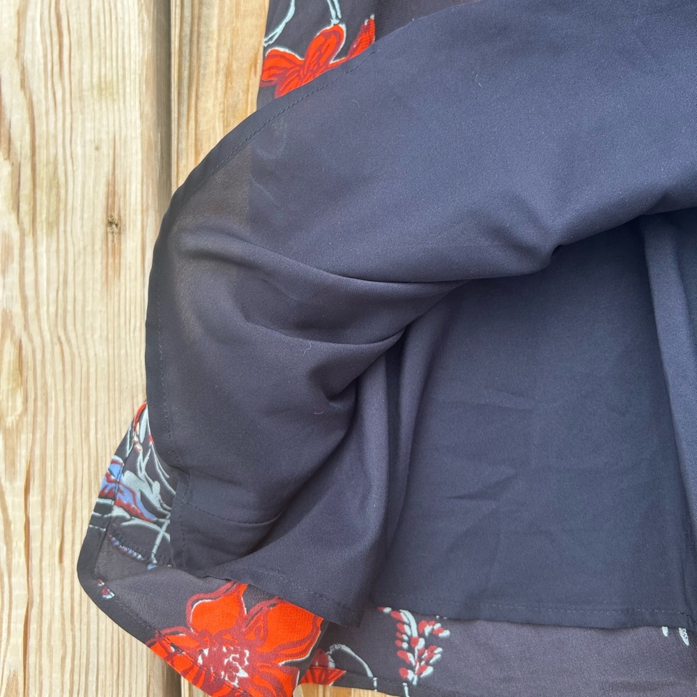 MADEWELL Silk Ruffle-Waist Dress in Windblown Poppies 3/4 sleeve mini SZ 12 EUC - Picture 12 of 15